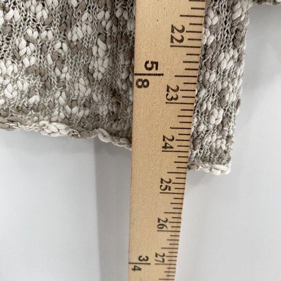 Eileen Fisher Taupe & White Cotton Silk Nylon Nubble Knit Simple Cardigan - Picture 7 of 7